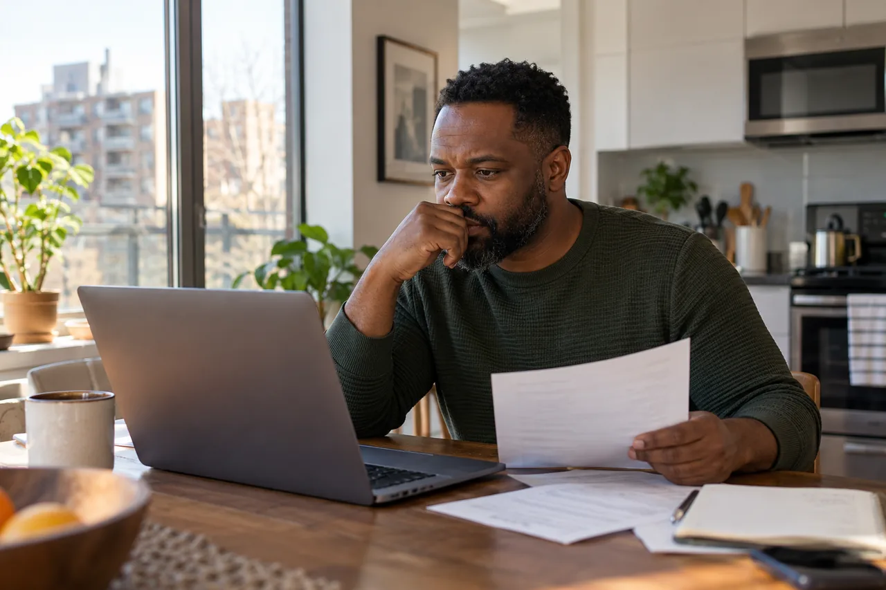 Professional reviewing documents at a Toronto table